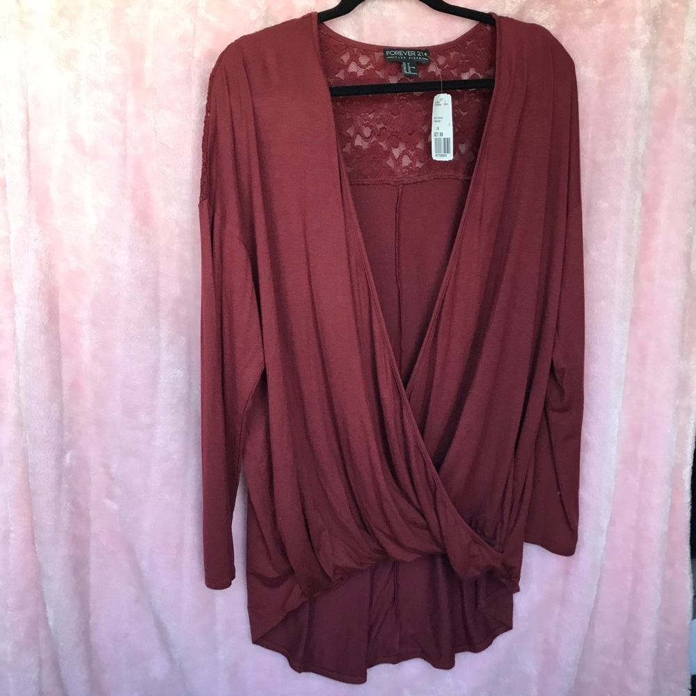 Lace Shoulder Wrap Top